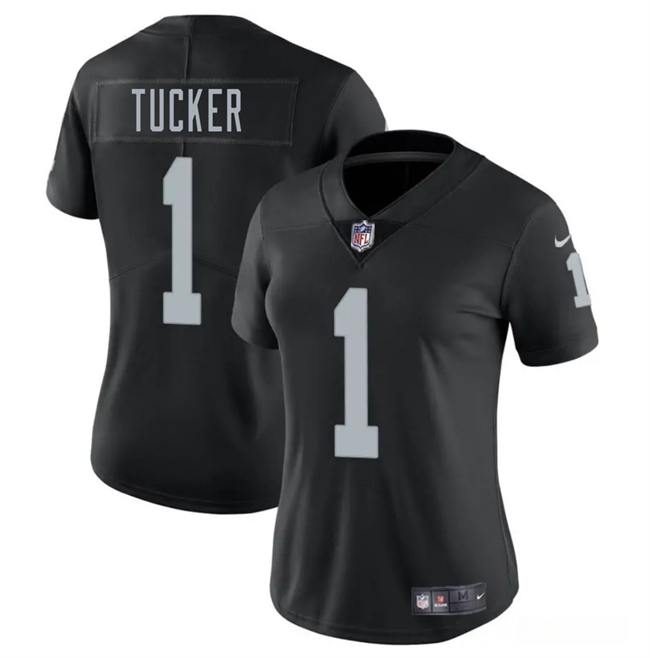 Women's Las Vegas Raiders #1 Tre Tucker Black 2025 Vapor Stitched Jersey(Run Small)